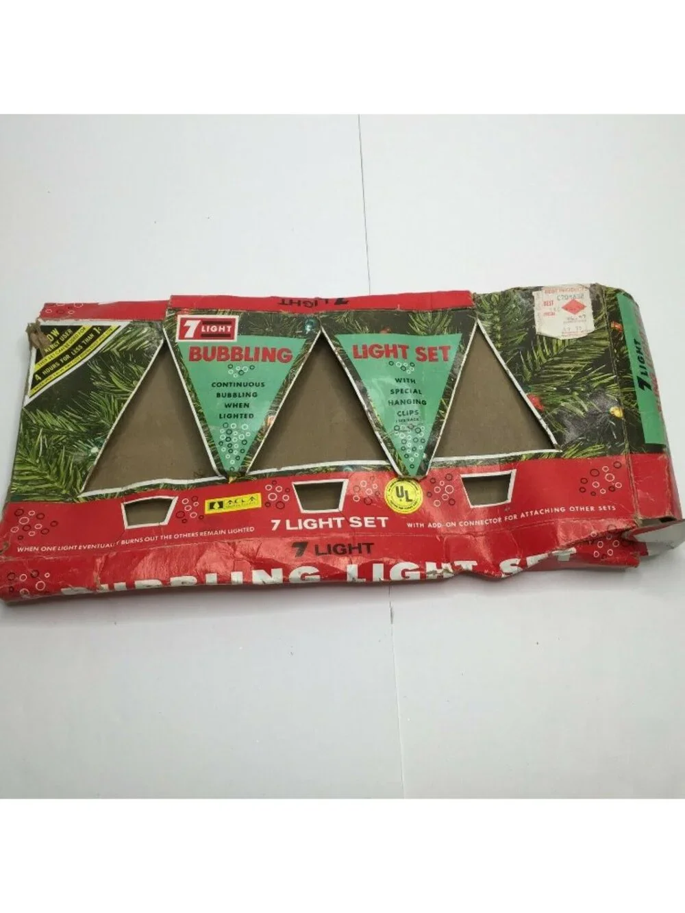 Vintage Christmas 7 Continuous Bubbling Bubble Lights Empty Box